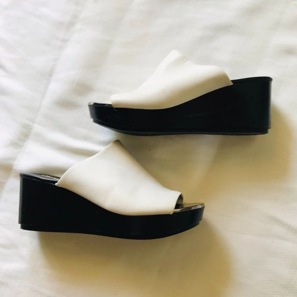 Karl Lagerfeld Black and White Women's Wedge Sandals